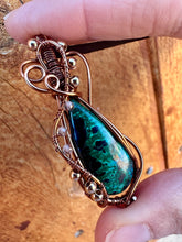 Load image into Gallery viewer, Reserved for Chanel v Azurite/malachite with smoky quartz inclusion Wire Wrapped Pendent Necklace
