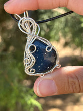 Load image into Gallery viewer, Leland obsidian with black onyx gem accent wire wrapped pendent necklace
