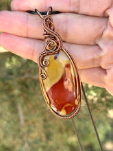Load image into Gallery viewer, Australian Mookaite with faceted citrine gem accent wire wrapped pendant necklace

