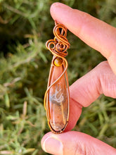 Load image into Gallery viewer, artisan cab (positive rocks) carnelian with tiger eye gem accent wire wrapped pendant necklace
