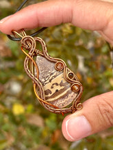Load image into Gallery viewer, Coffee bean jasper with carnelian and tigers eye gem accent wire wrapped pendant talisman necklace
