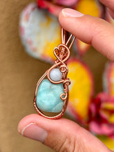 Load image into Gallery viewer, Larimar with aquamarine gem accent wire wrapped mini pendant

