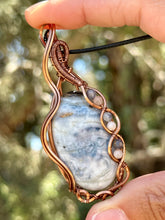 Load image into Gallery viewer, RESERVED FOR TAYLEE Blue Scheelite with Gem Inclusions Wire Wrapped Pendent Necklace
