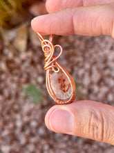 Load image into Gallery viewer, Copper rutile quartz mini wire wrapped pendant necklace
