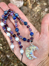 Load image into Gallery viewer, RESERVED FOR BRITTANY D Aura Opalite moon with gemstone Beading Wire Wrapped Pendent
