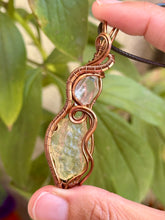 Load image into Gallery viewer, Herkimer diamond with Libyan desert glass wire wrapped pendant talisman necklace
