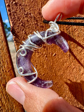 Load image into Gallery viewer, Reserved for Maria l Amethyst moon Wire Wrapped Pendent Necklace
