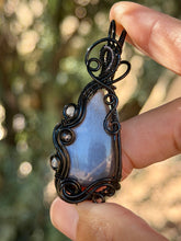 Load image into Gallery viewer, Chocolate Moonstone with Labradorite + Obsidian Gem Accents wire wrapped pendant necklace
