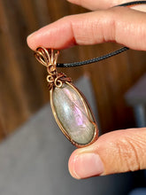 Load image into Gallery viewer, Reserved for Jessica b Purple Flash Labradorite Wire wrapped pendent necklacer
