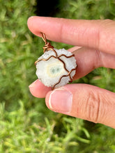 Load image into Gallery viewer, Solar quartz slice wire wrapped pendant necklace
