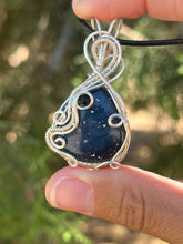 Load image into Gallery viewer, Leland obsidian with black onyx gem accent wire wrapped pendent necklace
