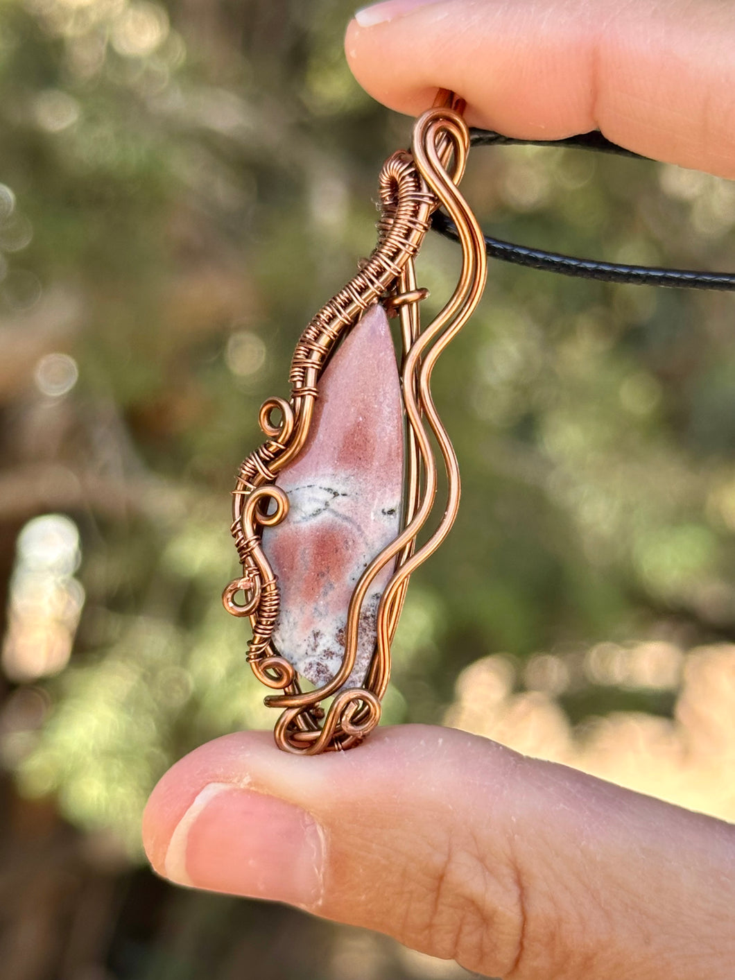 Reserved for ashley k DESIGNER STONE Rose Toned Imperial jasper pendant Wire wrapped pendant