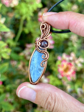 Load image into Gallery viewer, Reserved for taylee r Blue Kyanite with Super 7 Gem inclusions Wire wrapped pendent necklace
