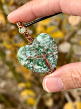 Load image into Gallery viewer, Reserved for ashley k Tree agate with peridot inclusion tree of life Wire wrapped pendant
