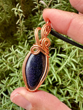 Load image into Gallery viewer, Reserved for Heather g Blue goldstone Wire Wrapped Pendent Necklace
