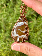 Load image into Gallery viewer, Red jasper with white quartz veins wire wrapped pendant necklace

