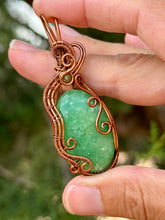 Load image into Gallery viewer, Green quartz with peridot gem accents wire wrapped pendant necklace
