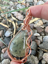 Load image into Gallery viewer, Reserved for Rita m Prehnite with Epidote Wire Wrapped Pendent
