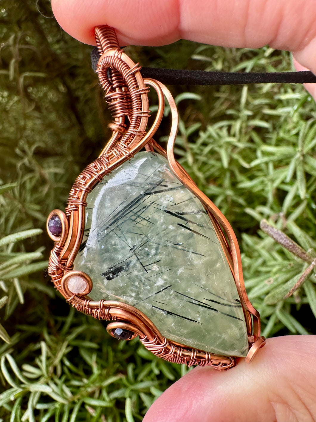 Reserved for Jennifer r Prehnite with Epidote + Gem Inclusions Wire Wrapped Pendent Necklace