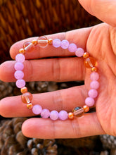 Load image into Gallery viewer, Pink kunzite gemstone stretchy bracelet size 6.75”-7”

