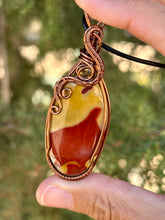 Load image into Gallery viewer, Australian Mookaite with faceted citrine gem accent wire wrapped pendant necklace
