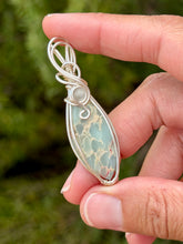 Load image into Gallery viewer, Sea sediment jasper with selenite gem accents wire wrapped pendant necklace
