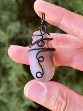 Load image into Gallery viewer, Pale purple agate slice with amethyst gem accent wire wrapped pendant necklace

