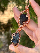 Load image into Gallery viewer, Elite shungite + Agni magnesite double decker wire wrapped pendant necklace

