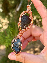 Load image into Gallery viewer, Elite shungite + Agni magnesite double decker wire wrapped pendant necklace
