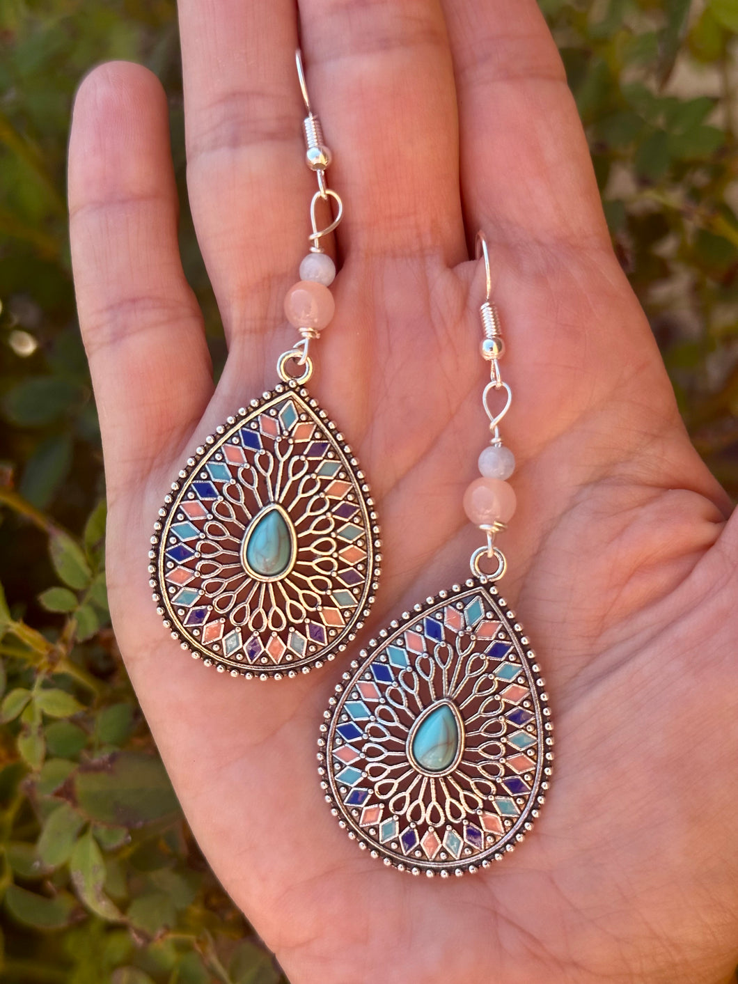 Aquamarine peachy drop earrings