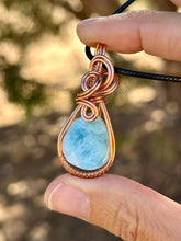 Load image into Gallery viewer, Reserved for amy j Larimar Wire wrapped pendent necklace
