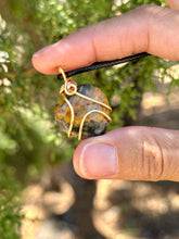 Load image into Gallery viewer, Bumblebee jasper mini heart wire wrapped pendant necklace
