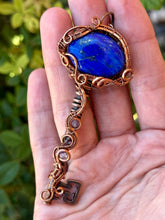 Load image into Gallery viewer, Reserved for Charlene aLapis Lazuli with amethyst Inclusion Wire Wrapped Pendent Necklace
