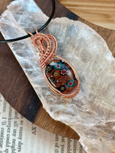 Load image into Gallery viewer, Millefiori Italian glass in goldstone Wire wrapped pendant
