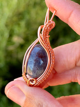 Load image into Gallery viewer, Iolite wire wrapped pendant necklace
