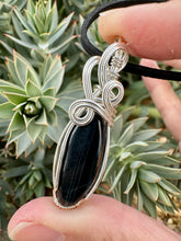 Load image into Gallery viewer, Reserved for Heather g Blue Tiger’s Eye Wire Wrapped Pendent Necklace
