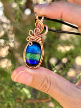 Load image into Gallery viewer, Dichroic glass wire wrapped pendant
