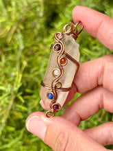 Load image into Gallery viewer, Smoky citrine with chakra gem accents wire wrapped pendant necklace

