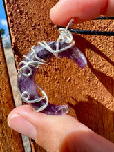 Load image into Gallery viewer, Reserved for Maria l Amethyst moon Wire Wrapped Pendent Necklace

