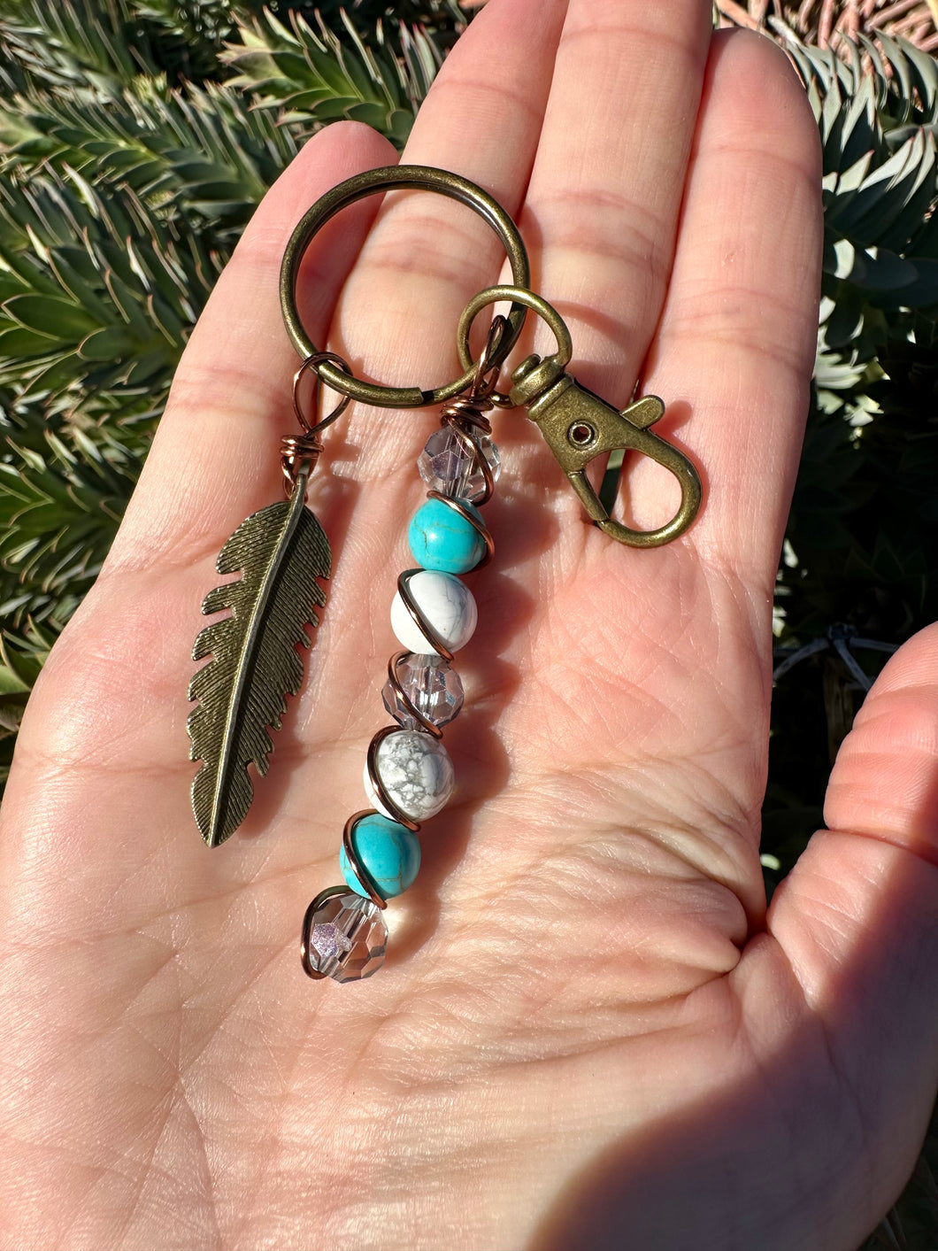 Reserved for ginger t Feather Crystal Keychain
