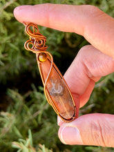 Load image into Gallery viewer, artisan cab (positive rocks) carnelian with tiger eye gem accent wire wrapped pendant necklace
