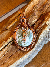 Load image into Gallery viewer, Peace jade with peridot gem accent wire wrapped pendant necklace
