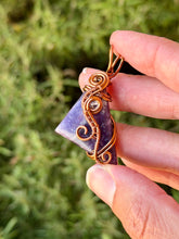 Load image into Gallery viewer, Lepidolite with quartz gem accents wire wrapped pendant necklace
