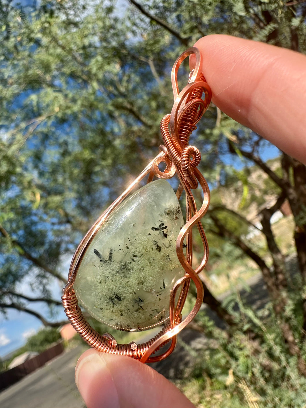 Reserved for Rita m Prehnite with Epidote Wire Wrapped Pendent