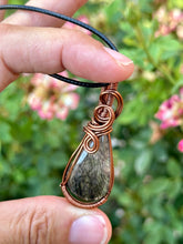 Load image into Gallery viewer, Reserved for Bethany s Black Tourmalinated Quartz Wire Wrapped Pendent Necklace
