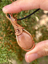 Load image into Gallery viewer, Peach Moonstone Wire wrapped pendant
