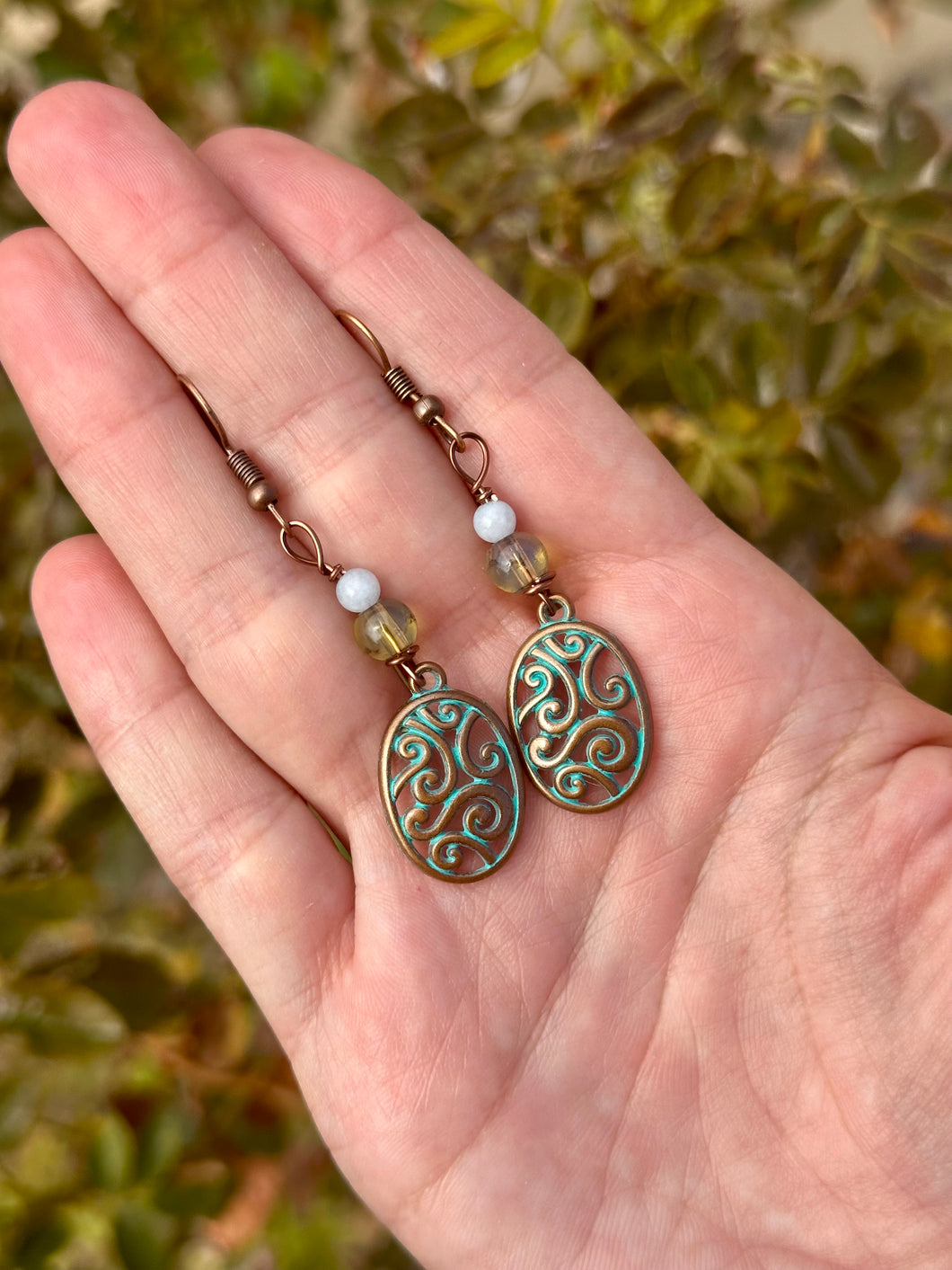 Aquamarine filigree earrings