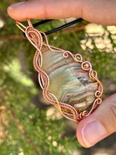 Load image into Gallery viewer, ARTISAN CAB (Ibrahim Opic) Mexican Green Onyx with peridot + hematite inclusions wire wrapped pendant talisman necklace
