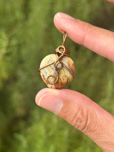 Load image into Gallery viewer, Crazy lace agate with citrine gem accent heart mini wire wrapped pendant necklace
