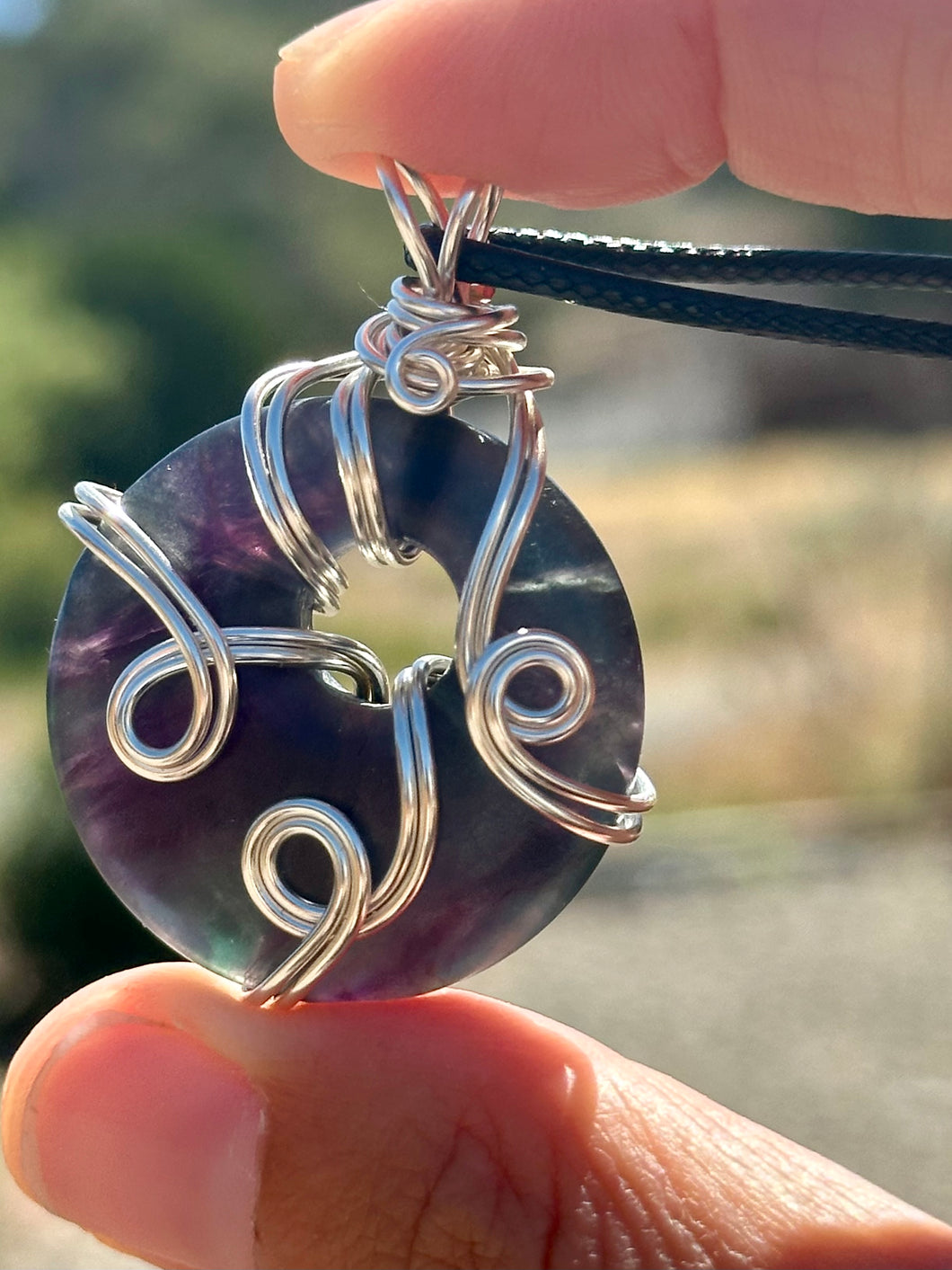 Reserved for Kayla m Fluorite Wire Wrapped Pendent Necklace